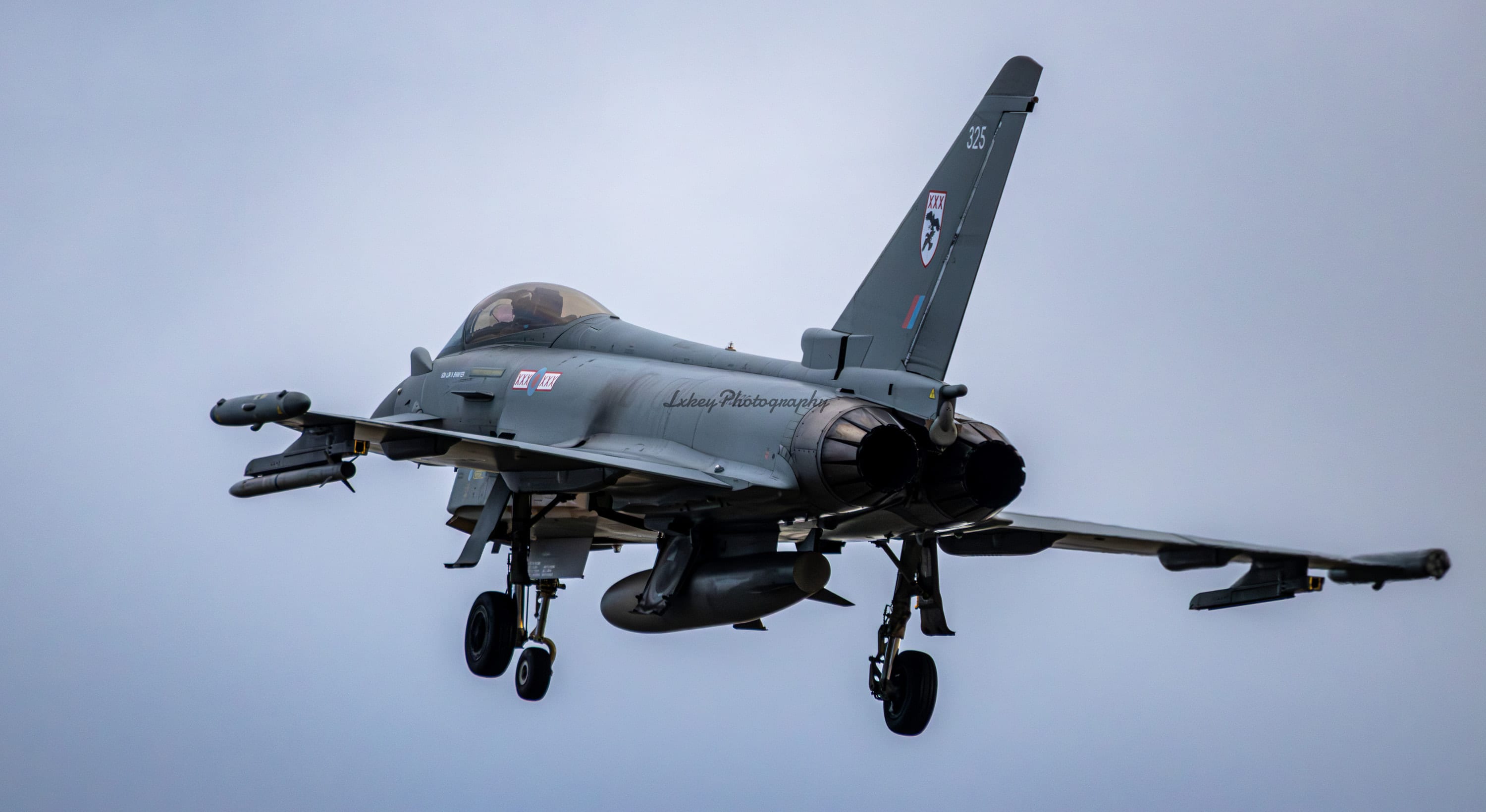 Royal Air Force 29 Squadron Eurofighter Typhoon FGR4 ZK325 approaching with its landing gear down